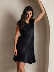 Pure Silk Elegant Short Sleeves Dress