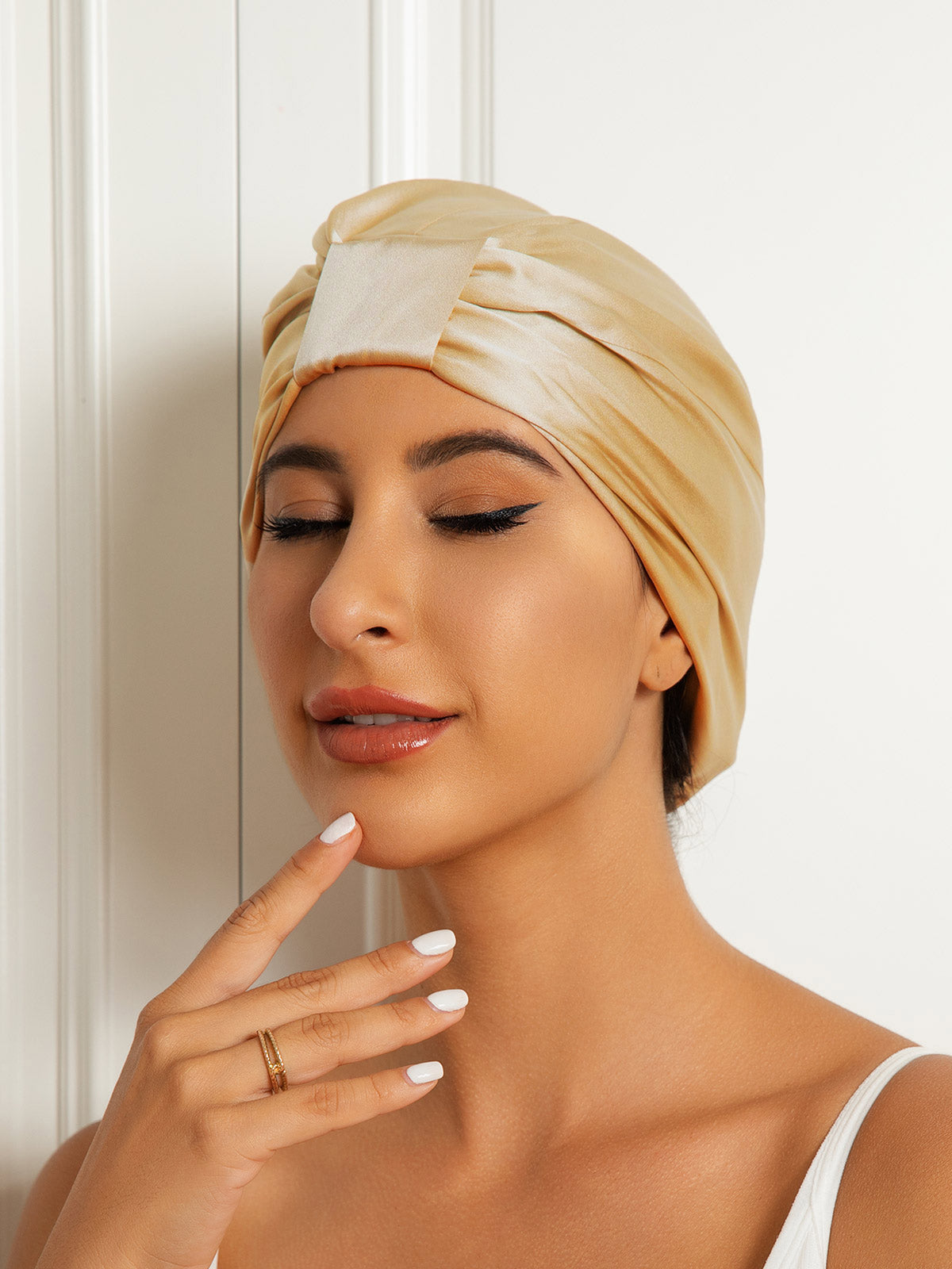 Pure Silk Double Layer Night Turban Sleep Cap