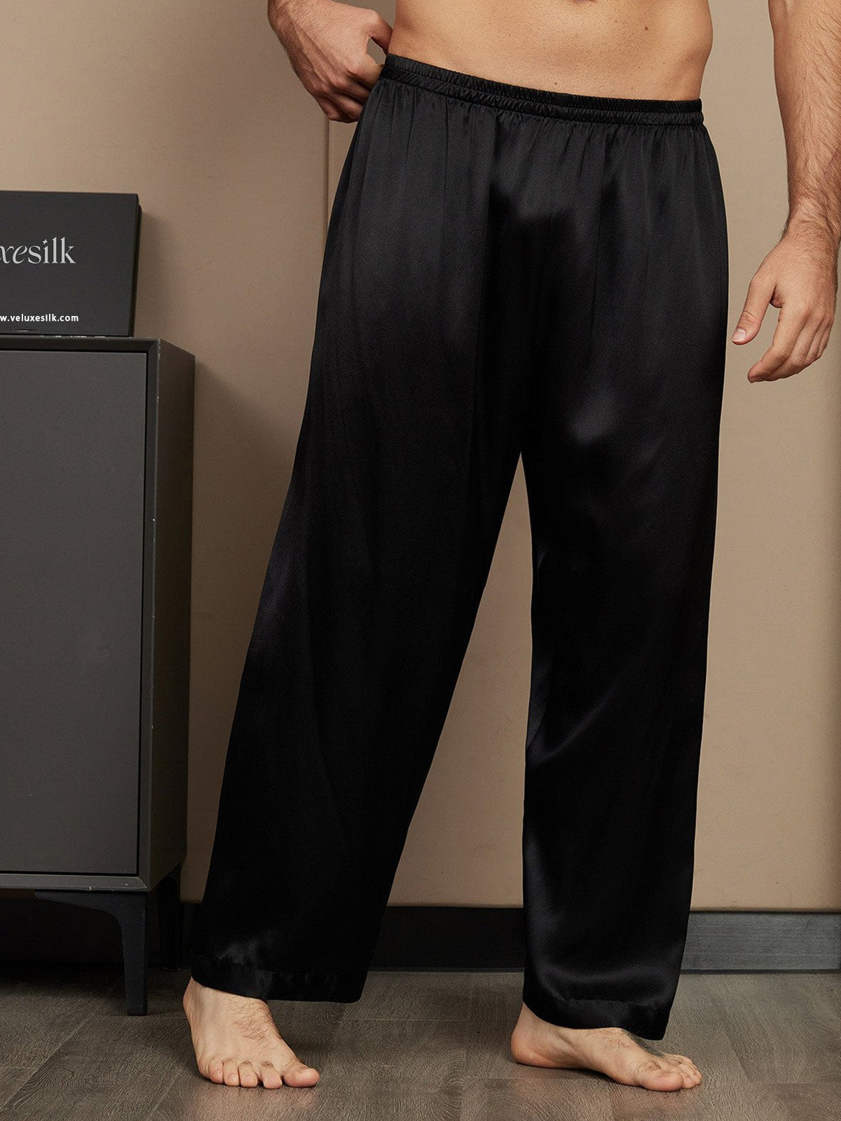 Pure Silk Solid Color Casual Men's Pajama Pants