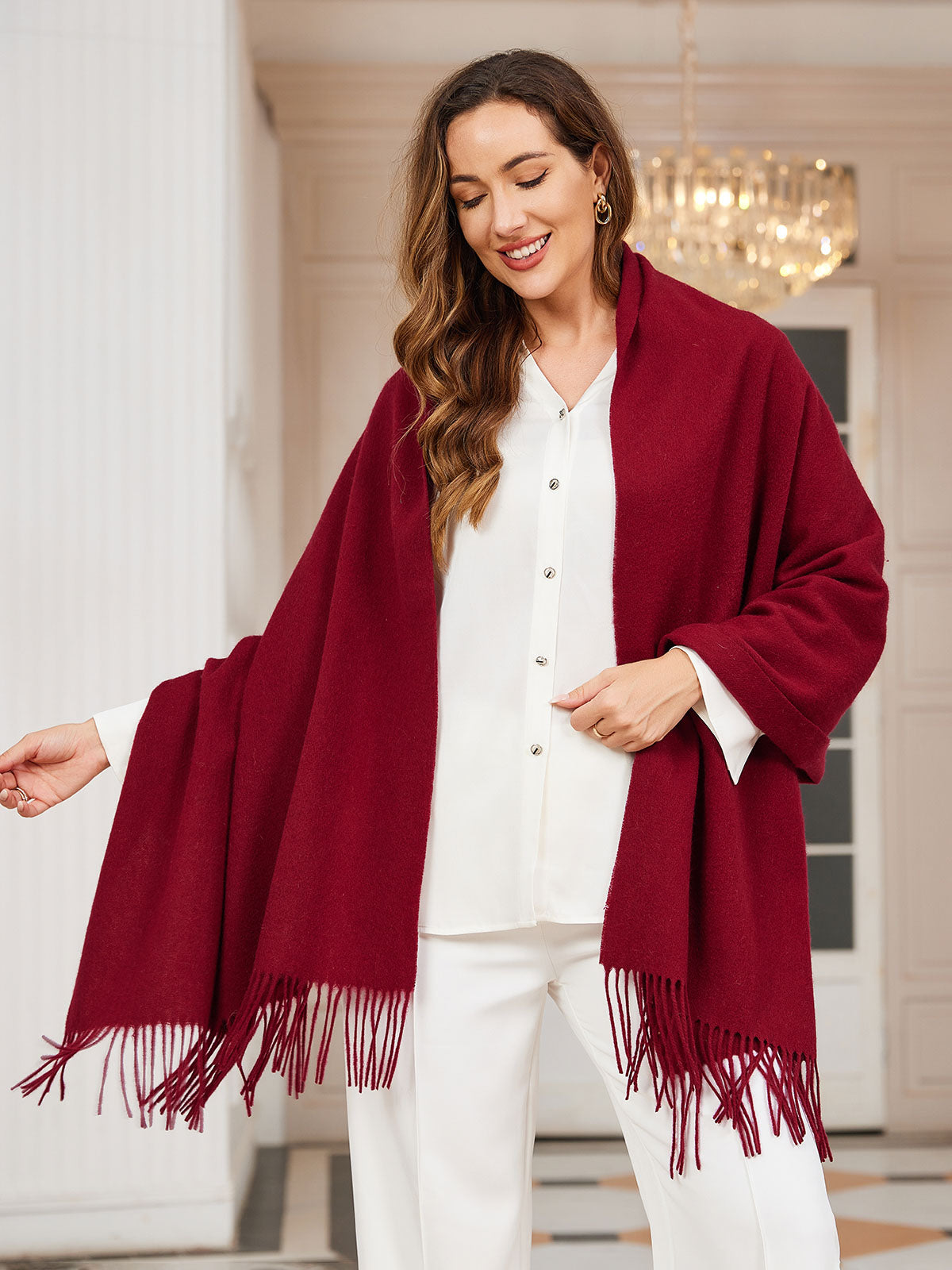 SilkSilky US Wool Scarf Wine 001