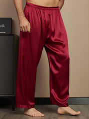 Pure Silk Solid Color Casual Men's Pajama Pants