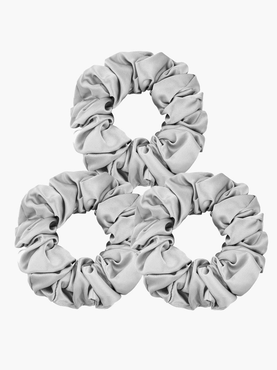 3Pcs Pure Silk Midnight Scrunchies Bundle- Middle - 3.5cm