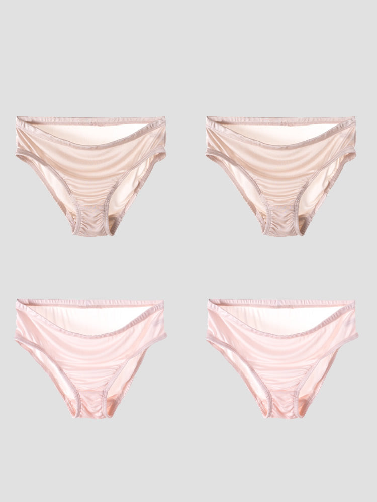 4Pcs Solid Color Mulberry Silk Knitted Panties (Bra NOT Included)