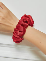 SilkSilky US 19Momme Pure Silk Scrunchie Wine 001