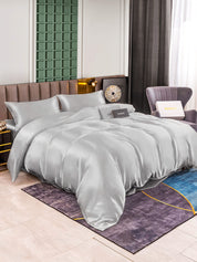 SilkSilky US 25Momme Pure Silk Bedding Set Silver 001