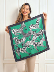 Pure Silk Zebra Print Square Scarf 70x70cm/27.6