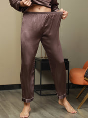 SilkSilky US Pure Silk Mens Sleep Bottoms Coffee 001