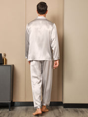 Luxurious Silk Men's Lapel Pajamas 2Pcs