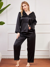 Plus Size Pure Silk Button-Up Women’s Pajamas