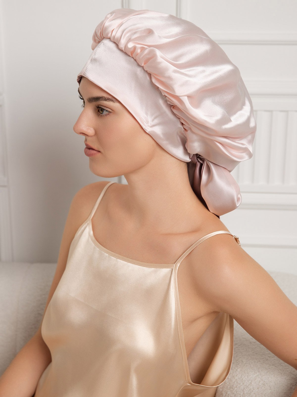 Pure Silk Casual Nightcap with Long Ribbons