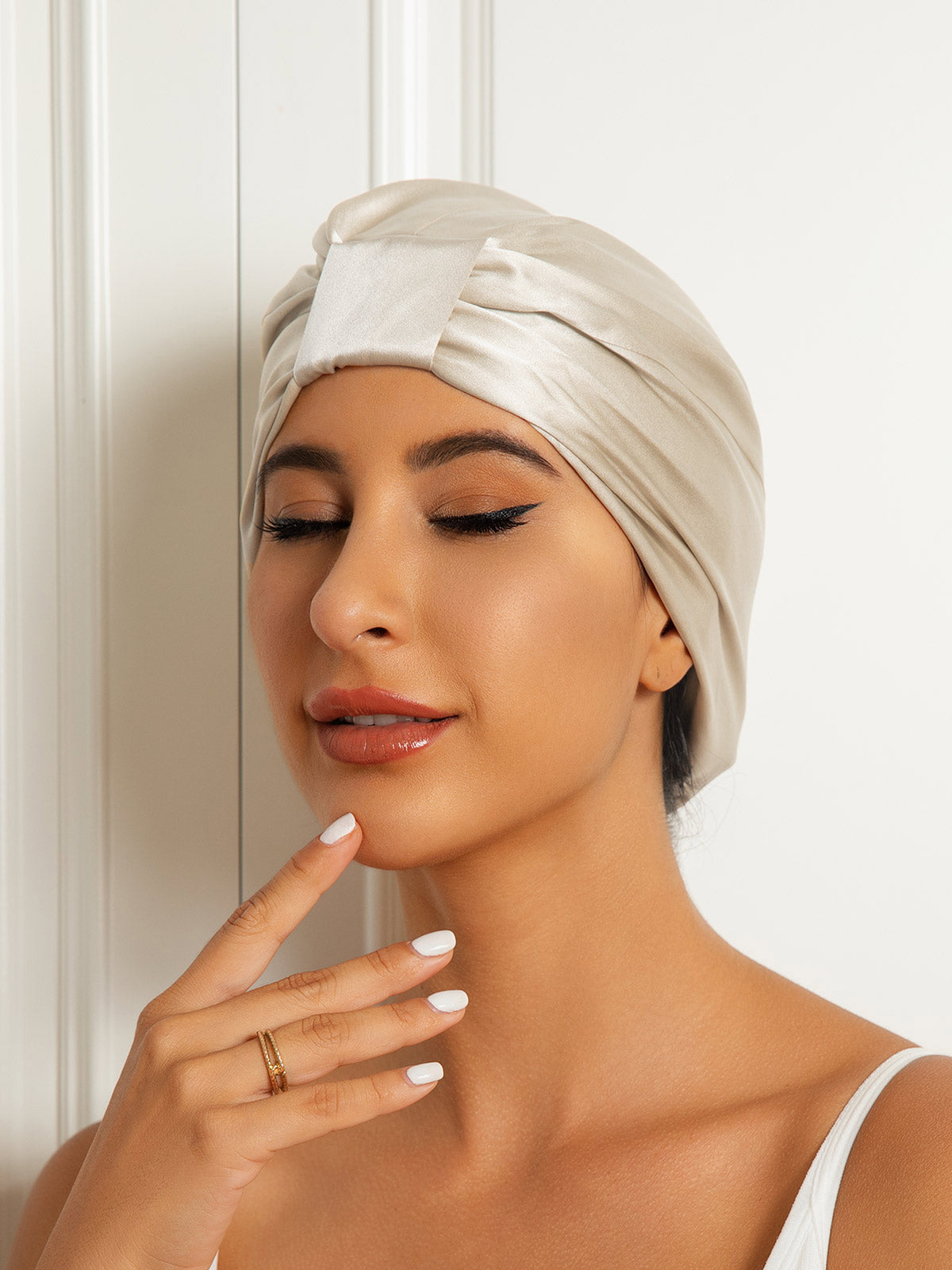 Pure Silk Double Layer Night Turban Sleep Cap