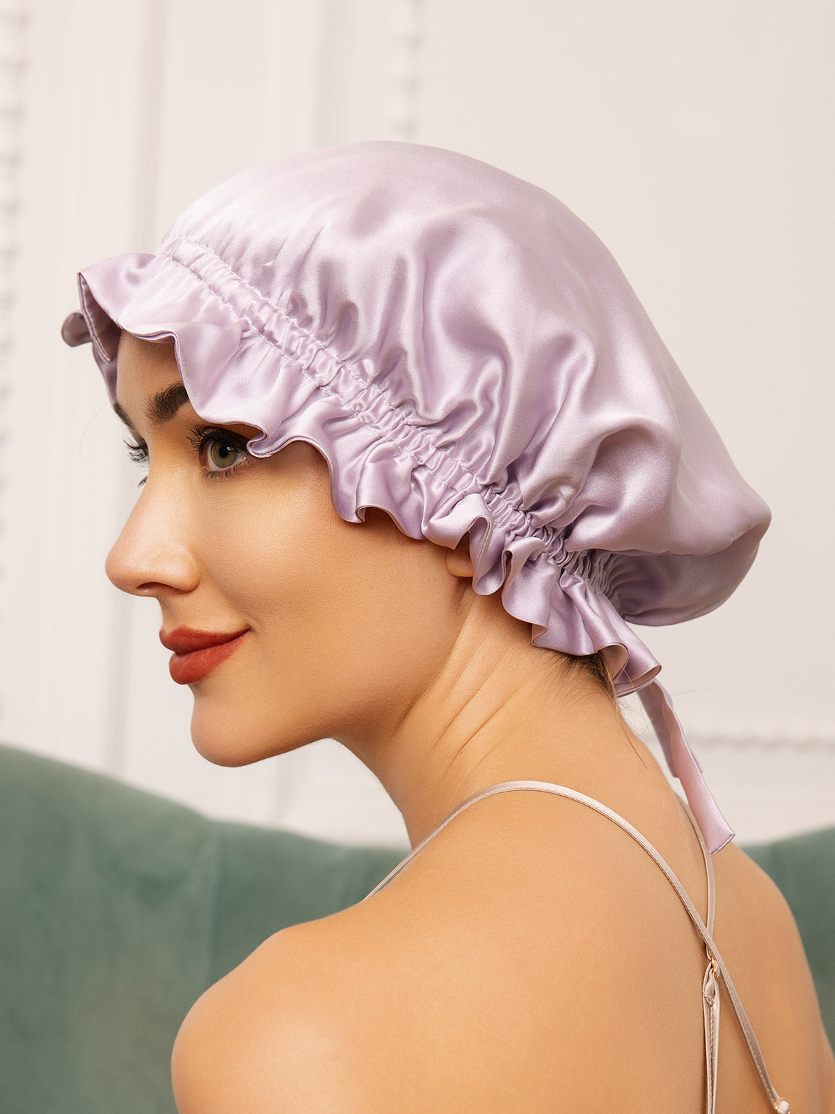 Pure Silk Double Layer Sleeping Caps w/ Ribbon