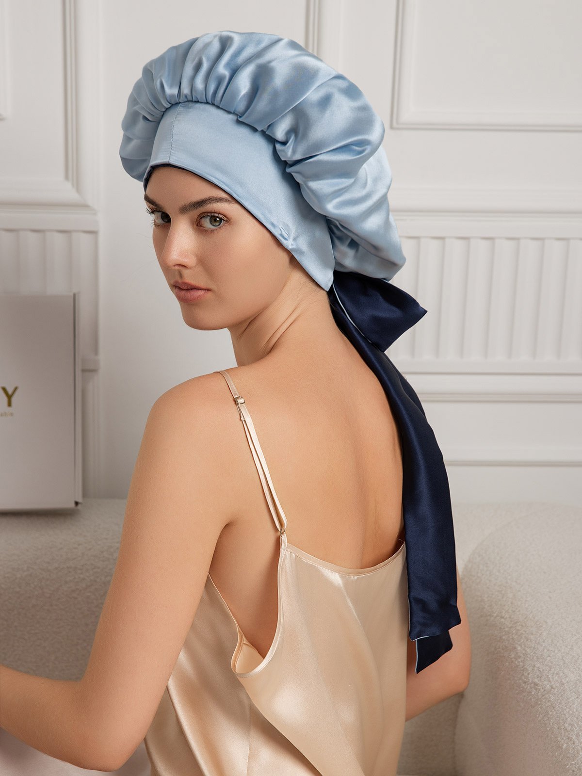 Pure Silk Casual Nightcap with Long Ribbons