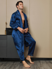 Pure Silk Lapel Collar Belted Robe (Without Pants)