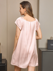 Pure Silk Solid Color Cute Nightgown