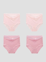 4Pcs Silk Knitted Lace Lingerie Boxer Briefs Panties (Bra NOT Included)