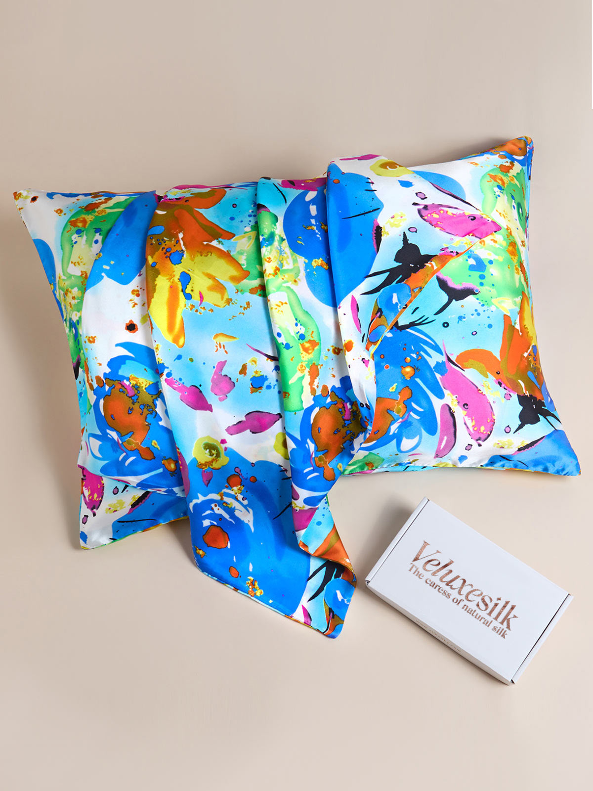 Clearance - 100% Mulberry Silk Pillowcase - Blue Bloom