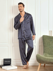 Pure Silk Printed Lapel Men‘s Pajamas