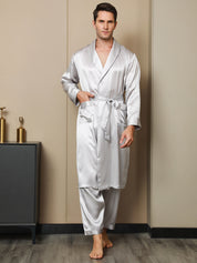 Pure Silk Lapel Collar Belted Robe (Without Pants)