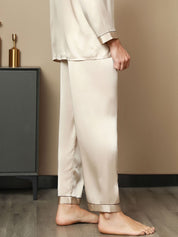 Solid Color Pure Silk Men‘s Sleep Pants