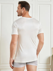 Mens Basic V-Neck Silk Knitted Tee