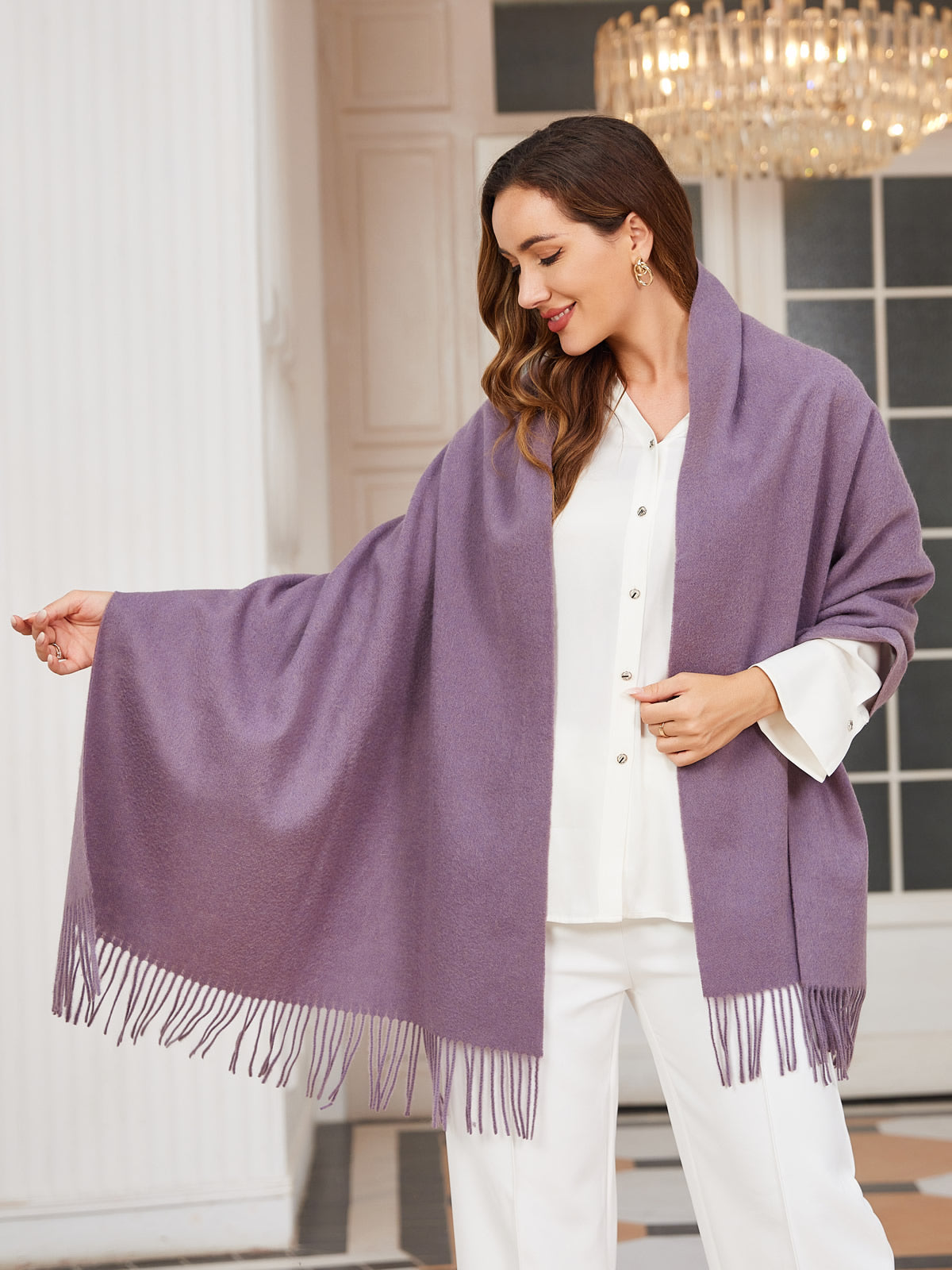 SilkSilky US Wool Scarf Purple 001