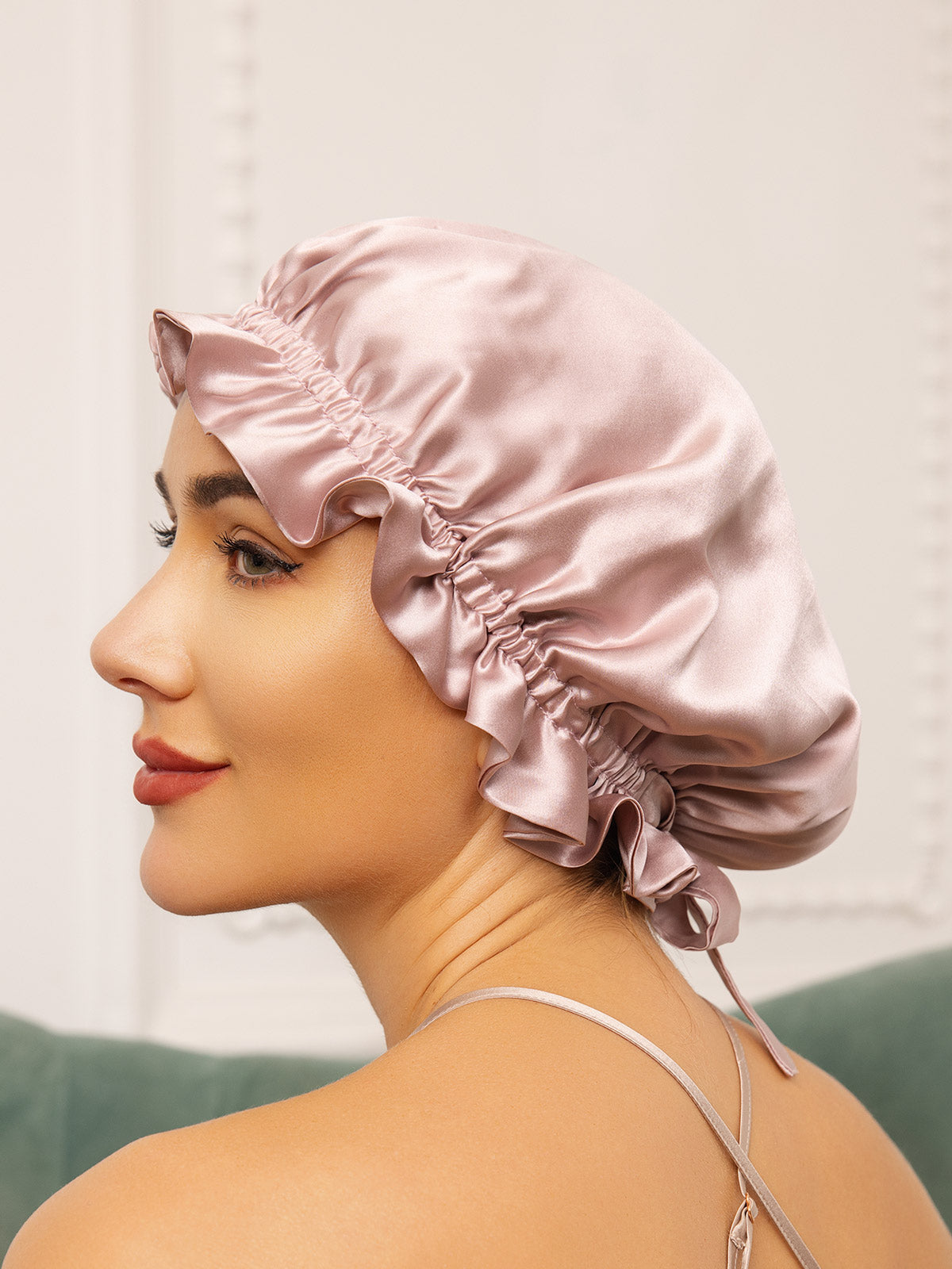 Pure Silk Double Layer Sleeping Caps w/ Ribbon