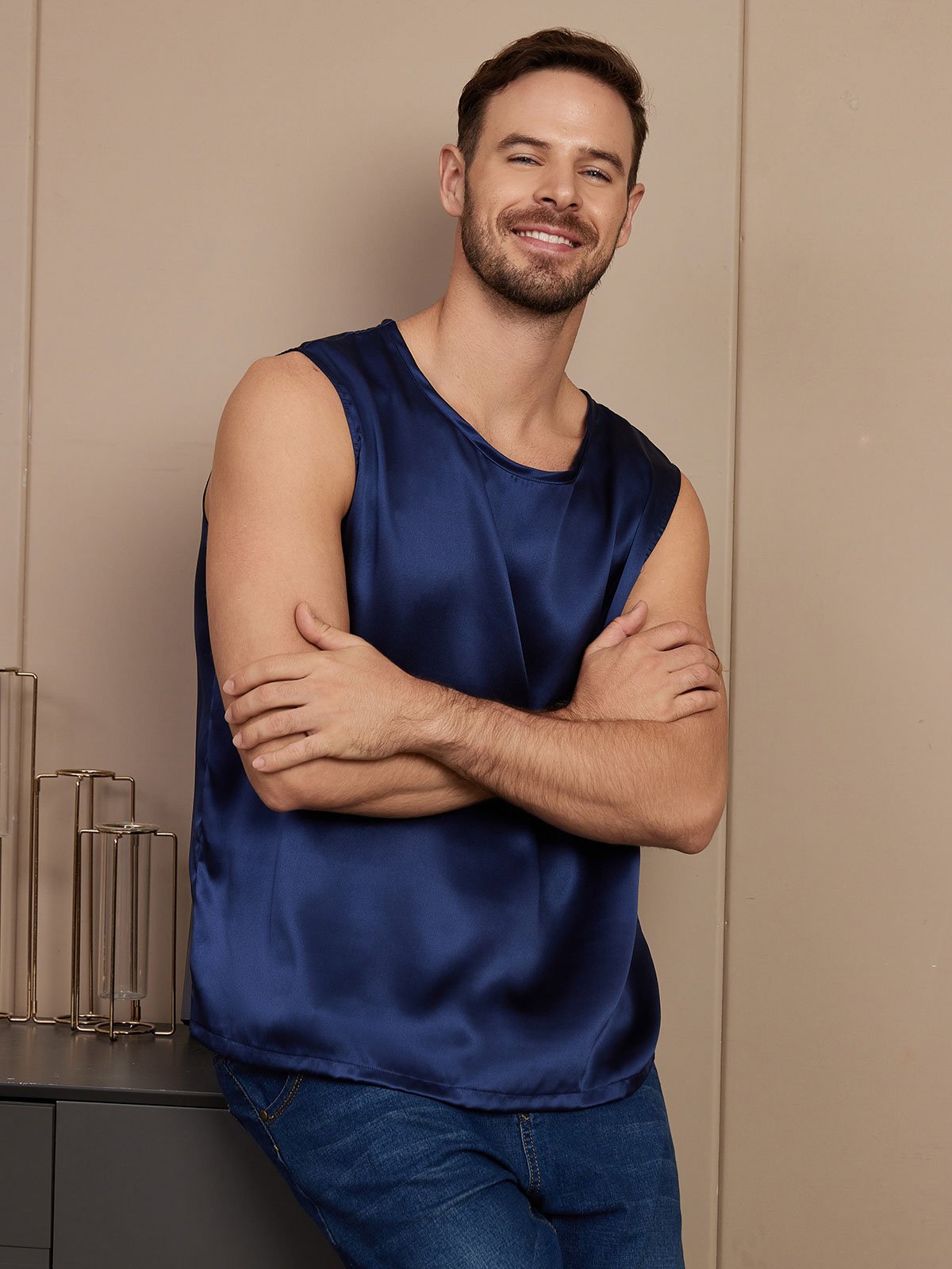 Pure Silk Casual Men's Tank Top