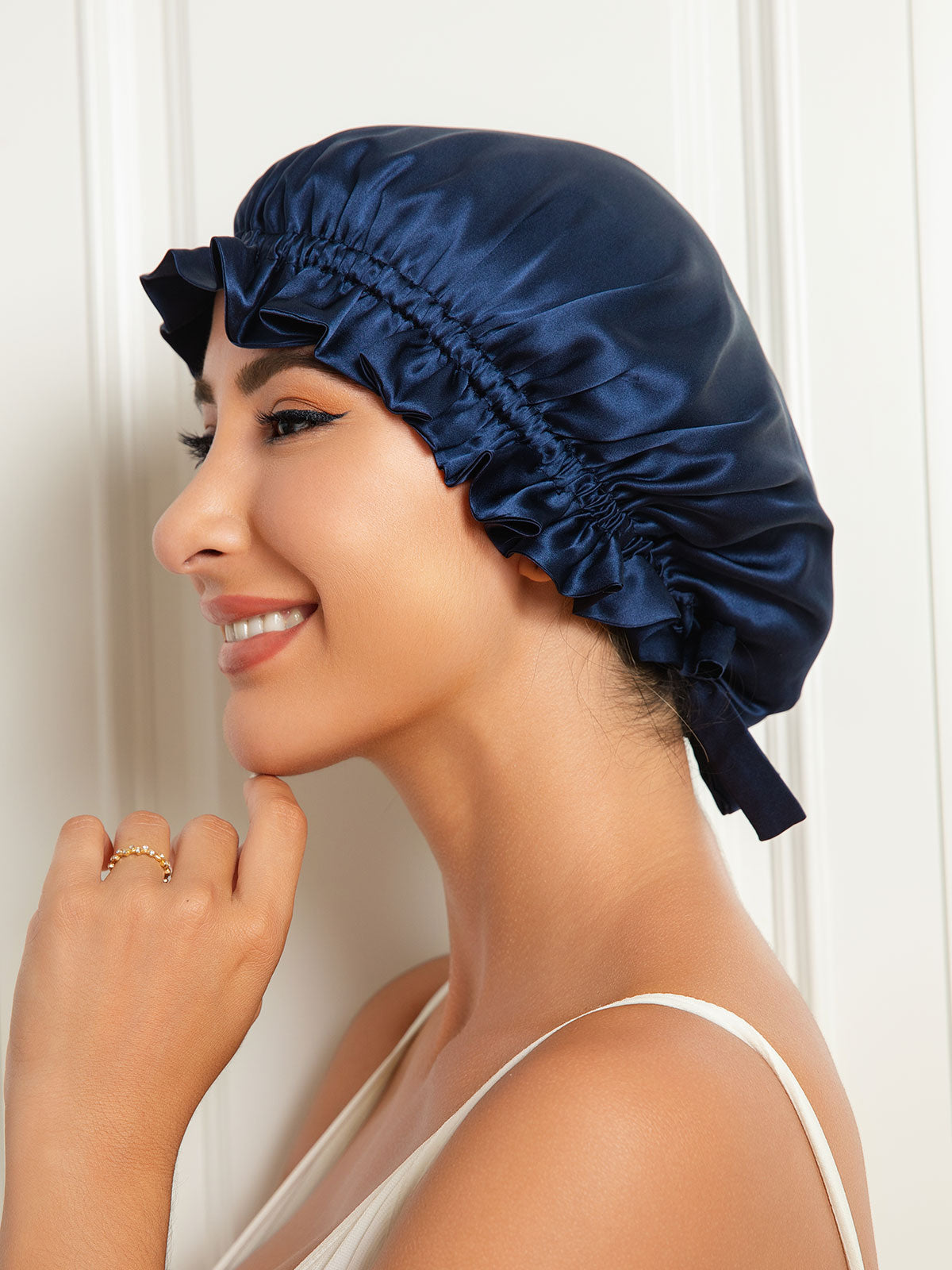 Pure Silk Double Layer Sleeping Caps w/ Ribbon