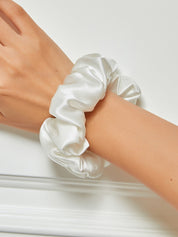 SilkSilky US 19Momme Pure Silk Scrunchie White 001