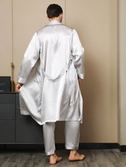 Pure Silk Lapel Collar Belted Robe (Without Pants)