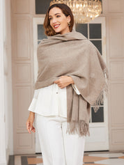 Pure Wool Scarf Shawl w/ Fringed Decoration 200x70cm/79