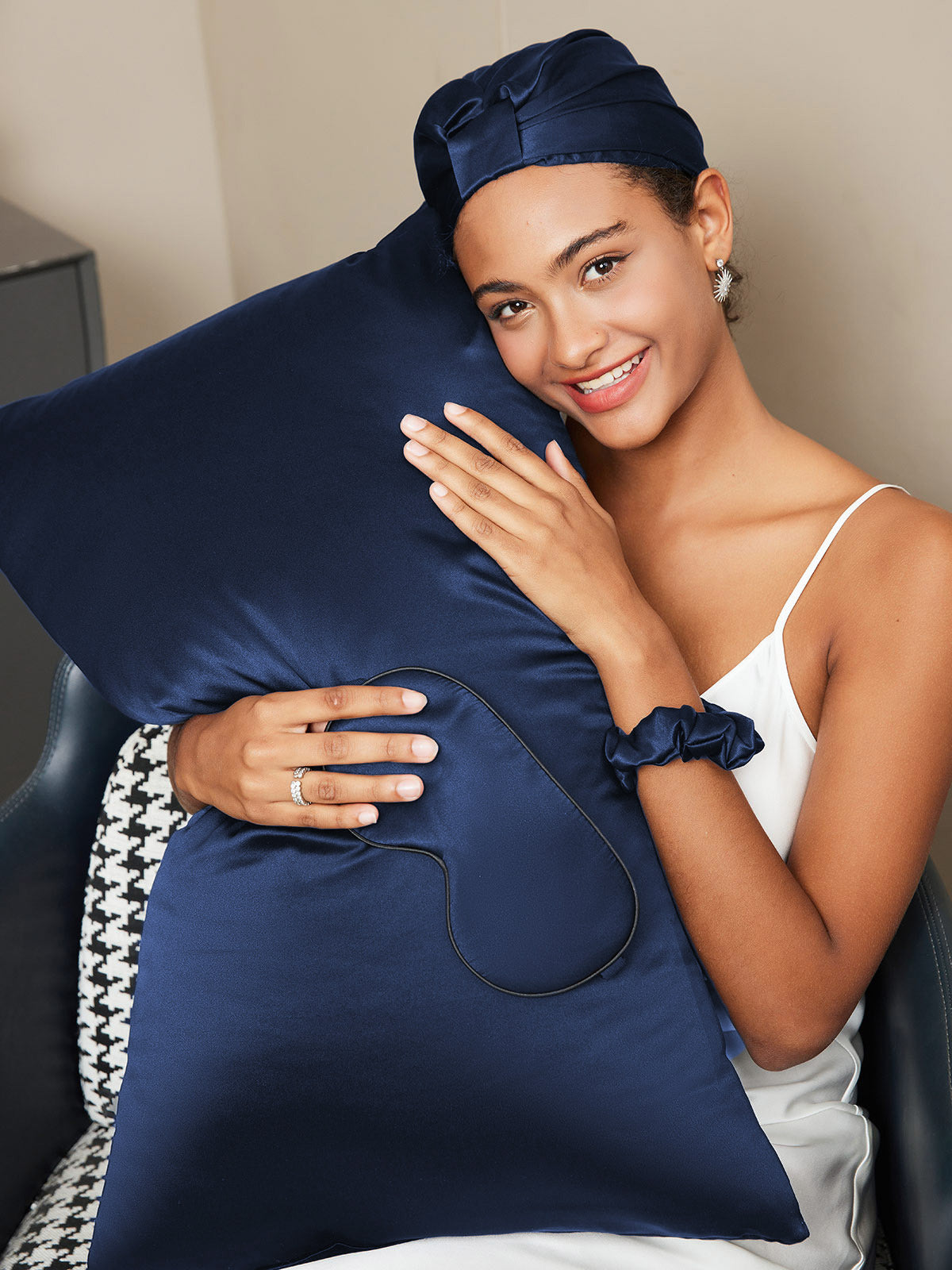 SilkSilky US 19Momme Pure Silk Pillowcase Set DarkBlue 001