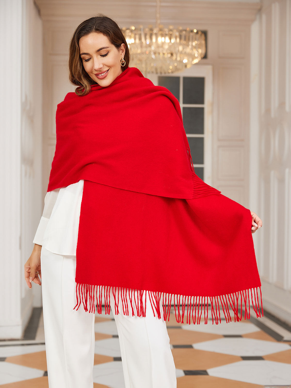 SilkSilky US Wool Scarf Red 001