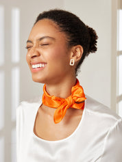 SilkSilky US Pure Silk Scarf Orange 001