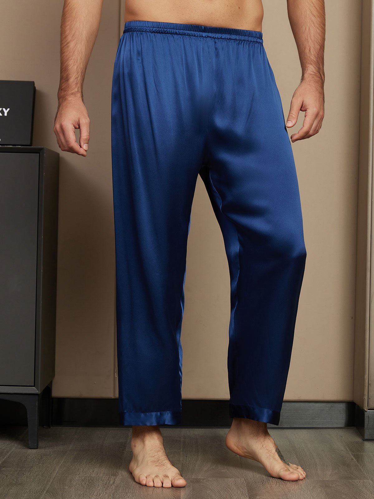 Pure Silk Solid Color Casual Men's Pajama Pants