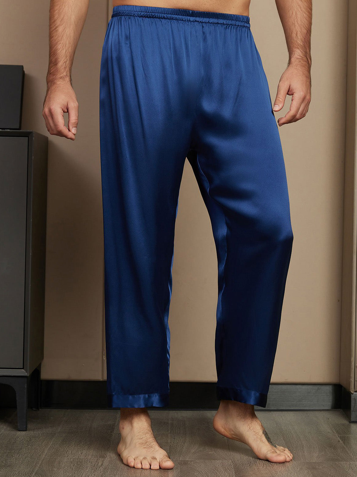 Pure Silk Solid Color Casual Men's Pajama Pants