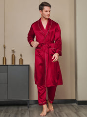 Pure Silk Lapel Collar Belted Robe (Without Pants)