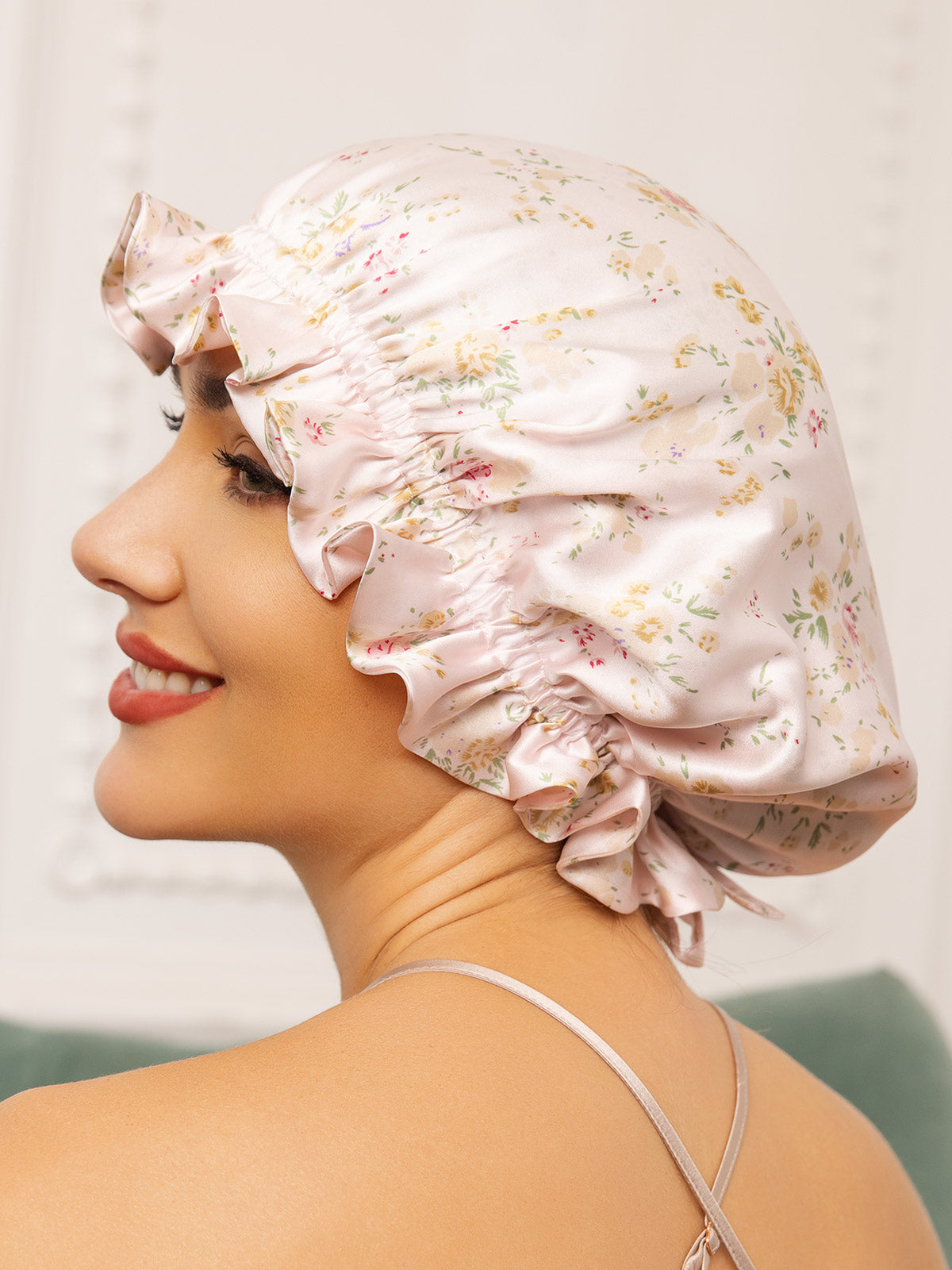 Pure Silk Double Layer Sleeping Caps w/ Ribbon