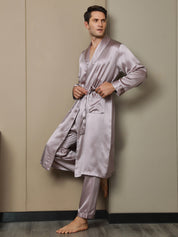 Pure Silk Lapel Collar Belted Robe (Without Pants)