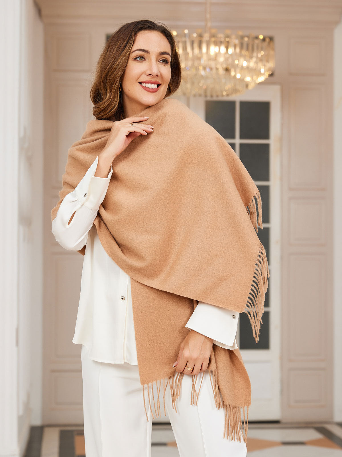 SilkSilky US Wool Scarf Tan 001