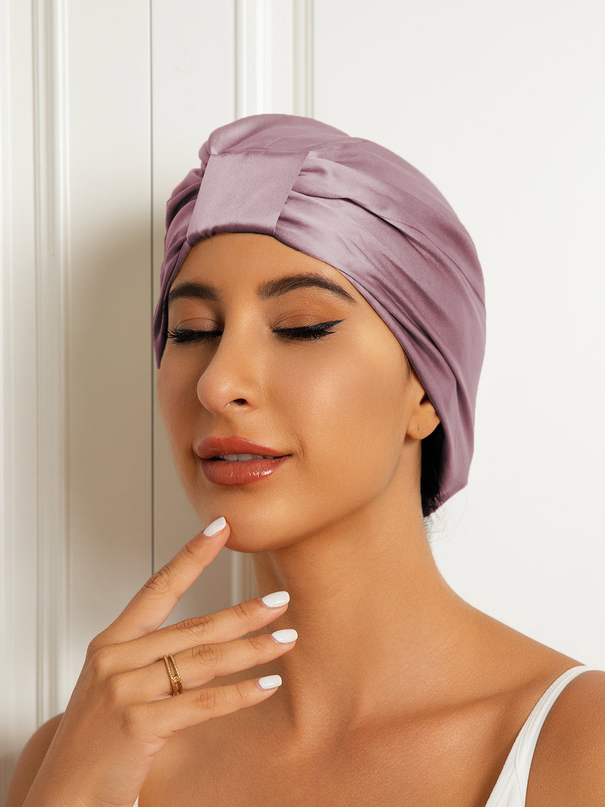 Pure Silk Double Layer Night Turban Sleep Cap