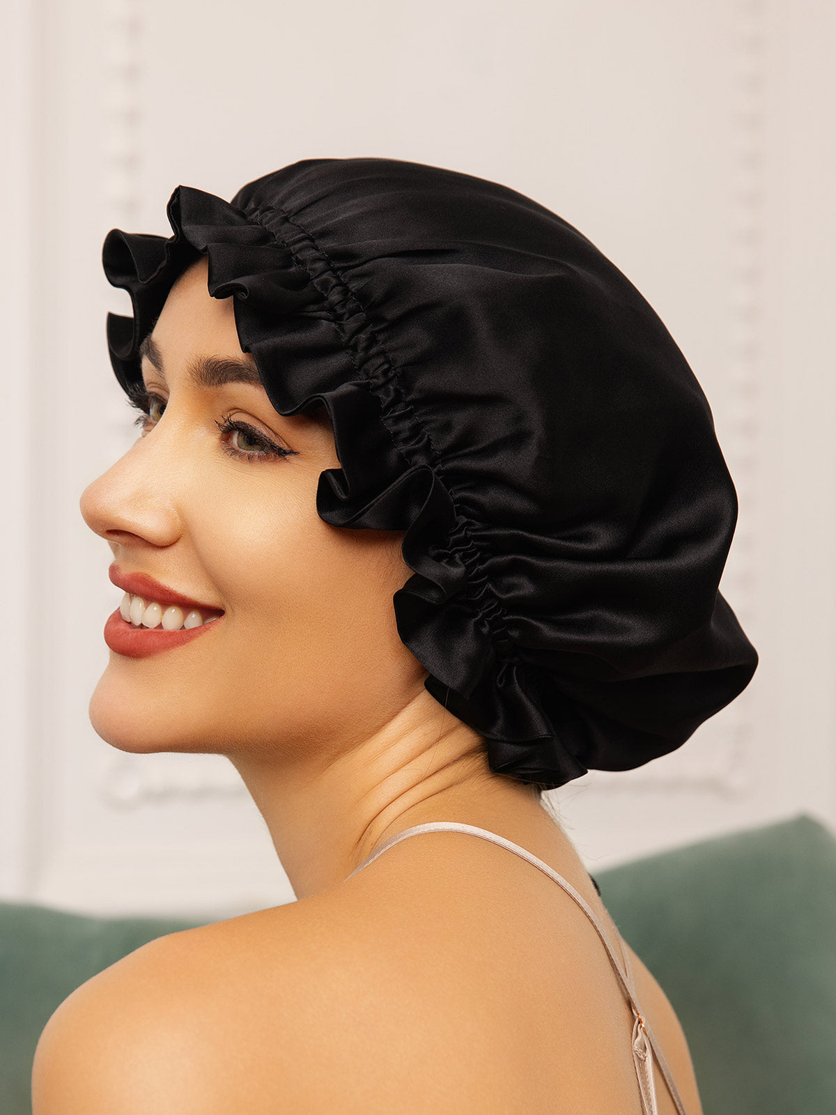 SilkSilky  Pure Silk Sleep Cap Black 001