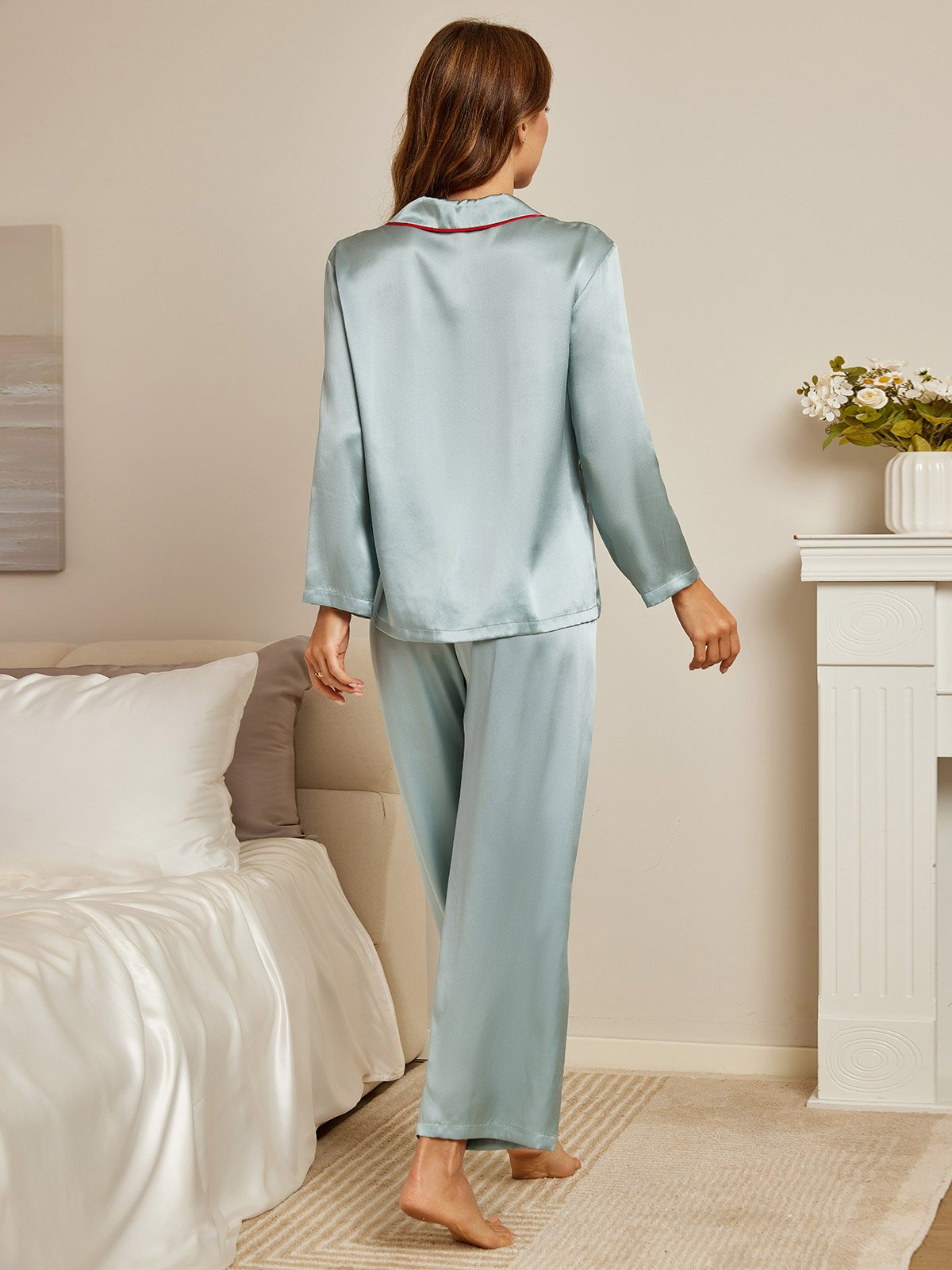 Elegant Pure Silk Long-Sleeve Pajama Set