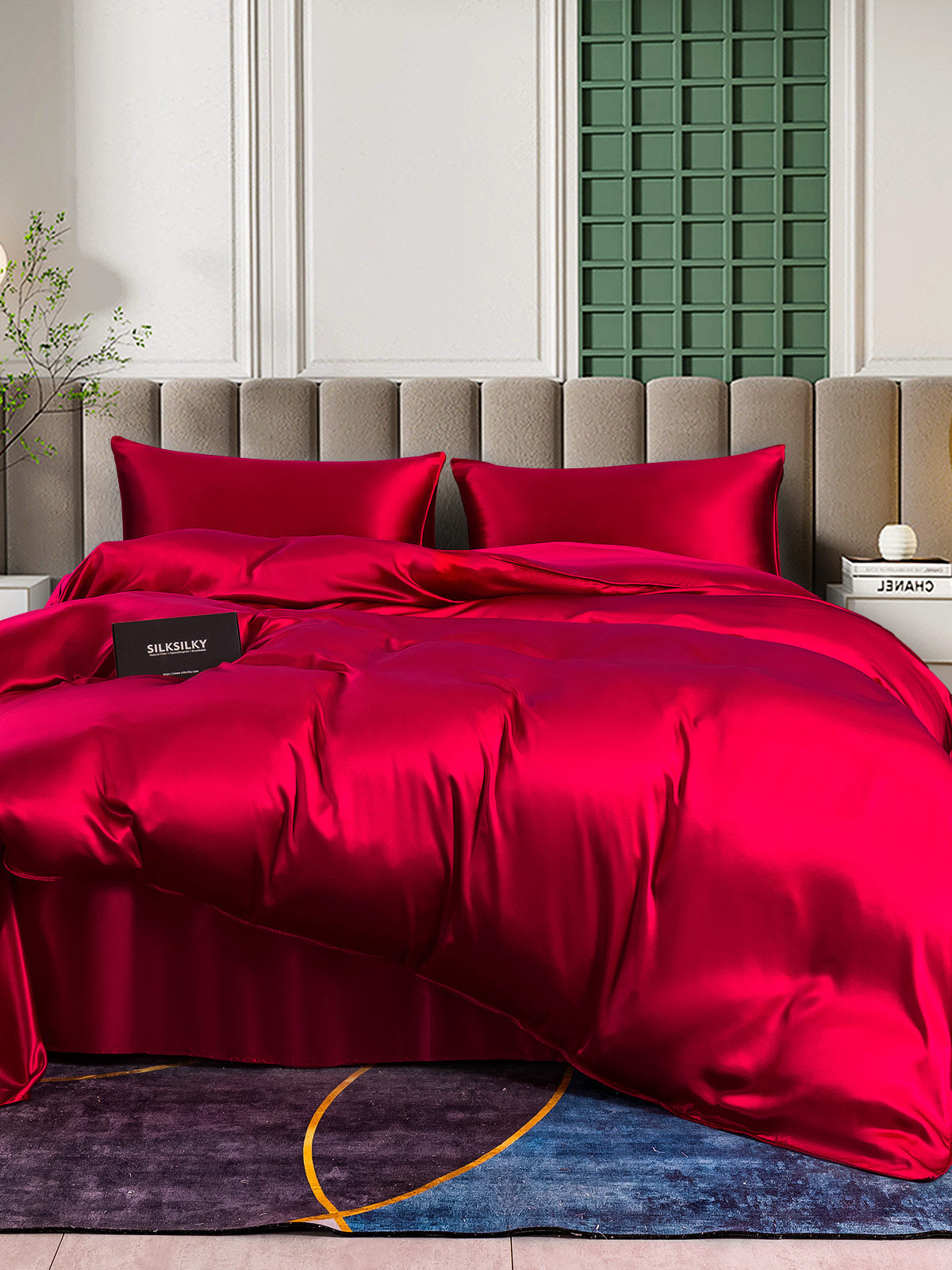 SilkSilky US 25Momme Pure Silk Bedding Set Wine 001