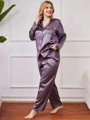 Plus Size Pure Silk Button-Up Women’s Pajamas