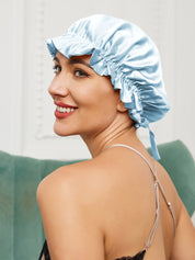 Pure Silk Double Layer Sleeping Caps w/ Ribbon