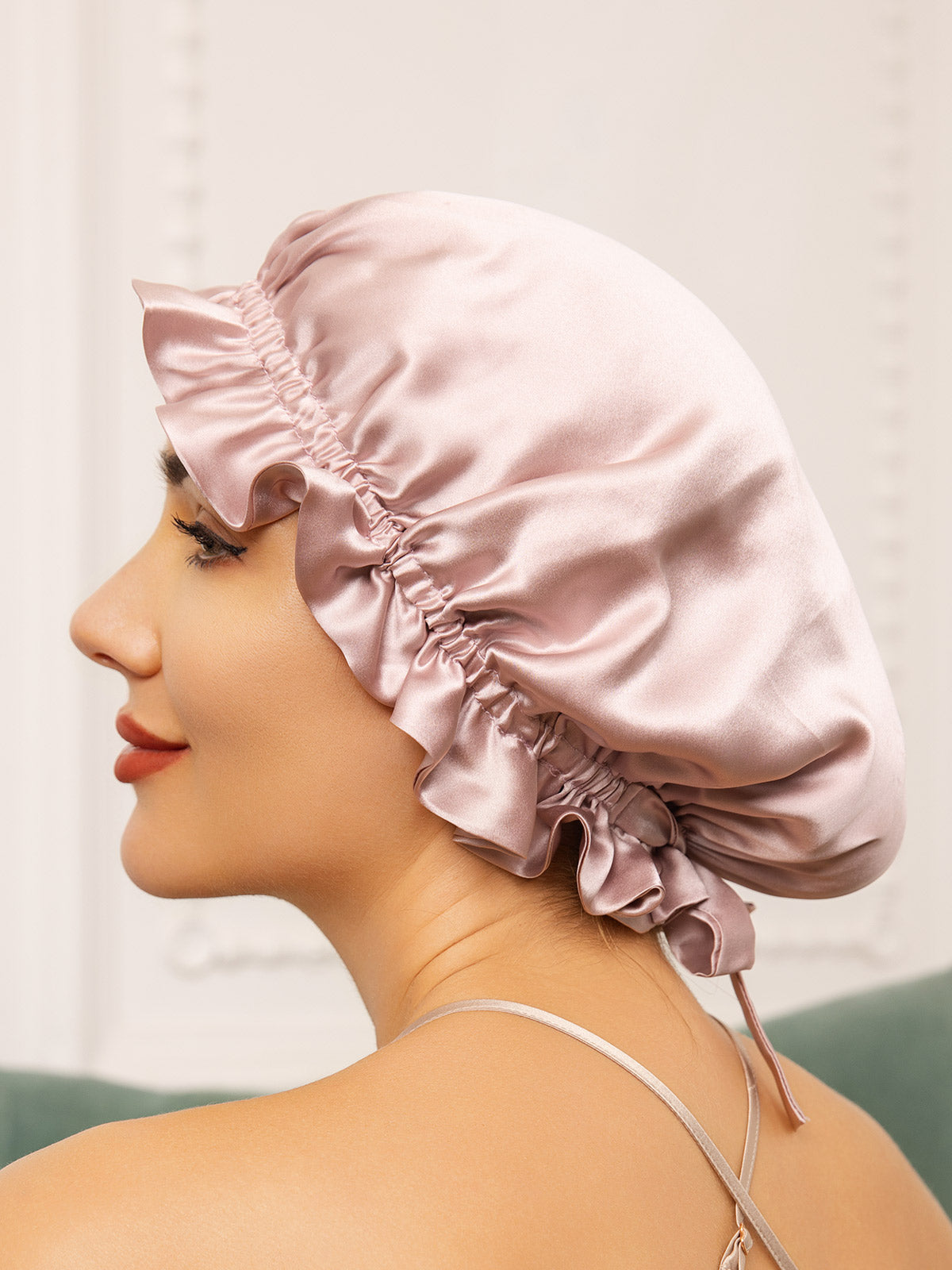 Pure Silk Double Layer Sleeping Caps w/ Ribbon