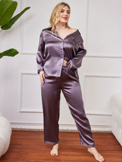 Plus Size Pure Silk Button-Up Women’s Pajamas