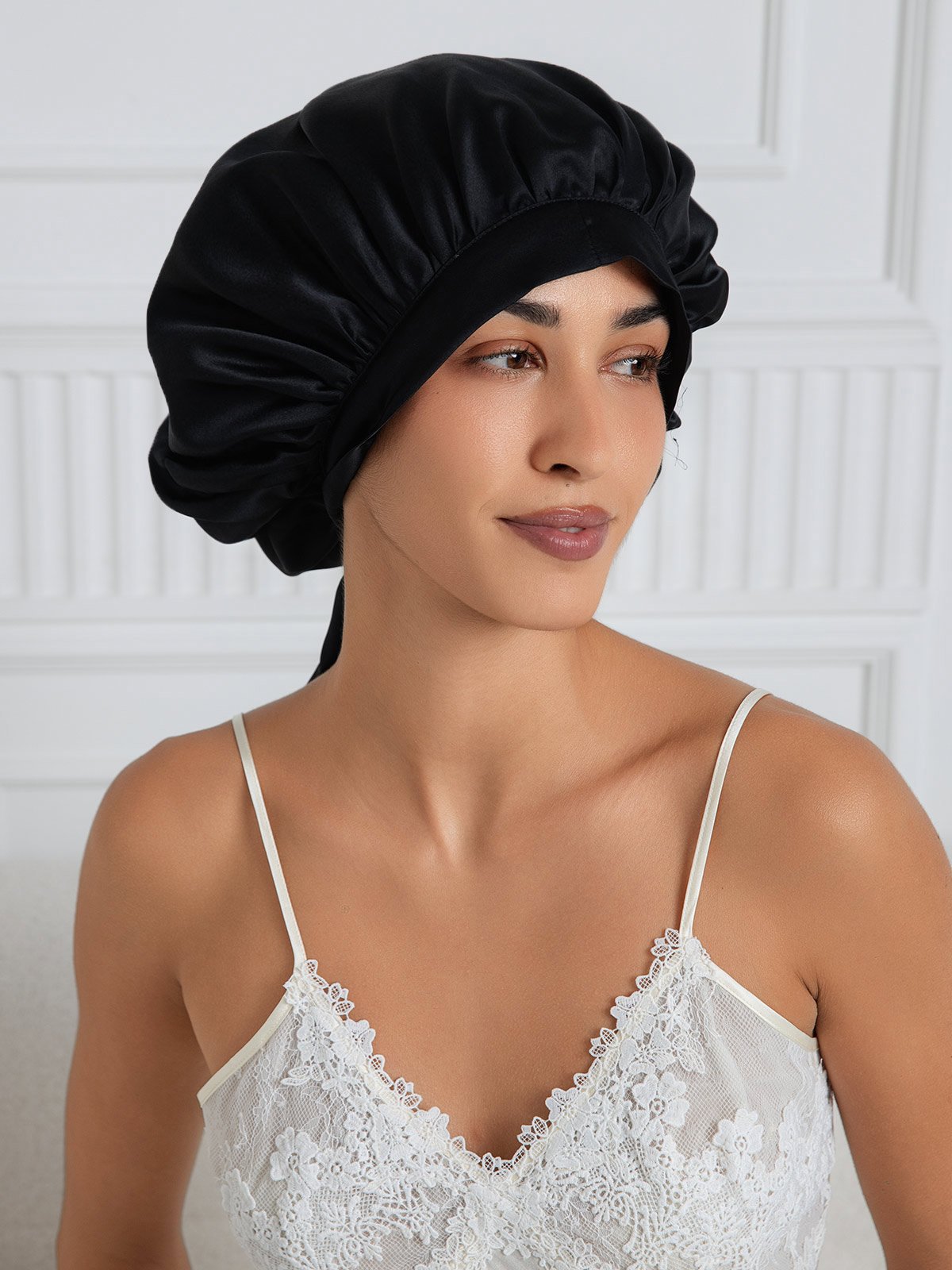 Pure silk Elegant Sleep Cap with Long Ribbons